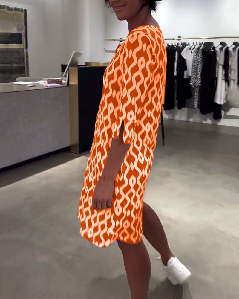 JACQUI - ROBE À ENCOLURE MI-LONGUE IMPRIMÉE DESIGNER