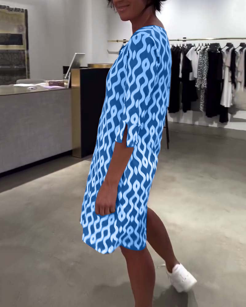 JACQUI - ROBE À ENCOLURE MI-LONGUE IMPRIMÉE DESIGNER