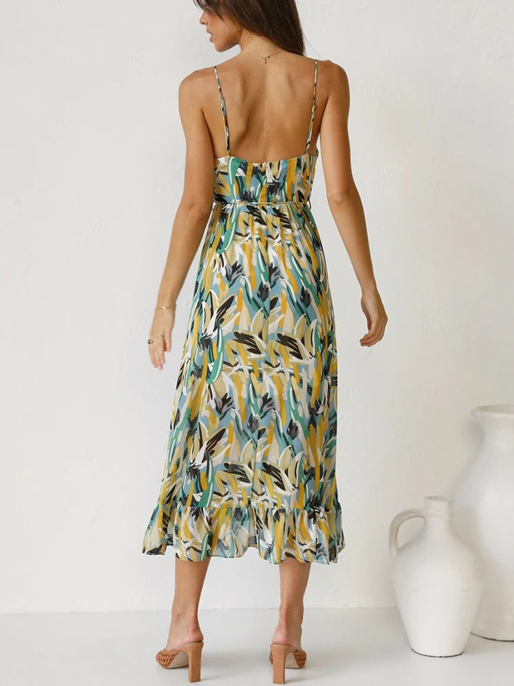 EDEN – ROBE LONGUE À BRETELLES FLEURIE