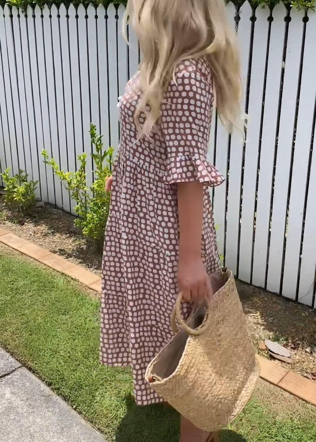 CRISTALE - ROBE MIDI FLUIDE À MANCHES COURTES