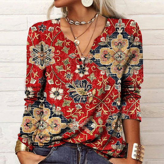 Margaux™ | Blouse À Imprimé Fleuri Style Ethnique