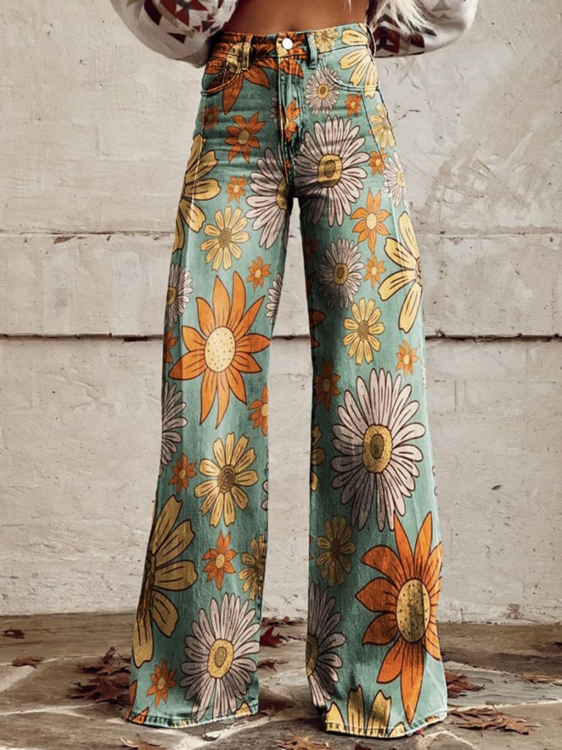 Bonheur Floral | Pantalon évasé vintage
