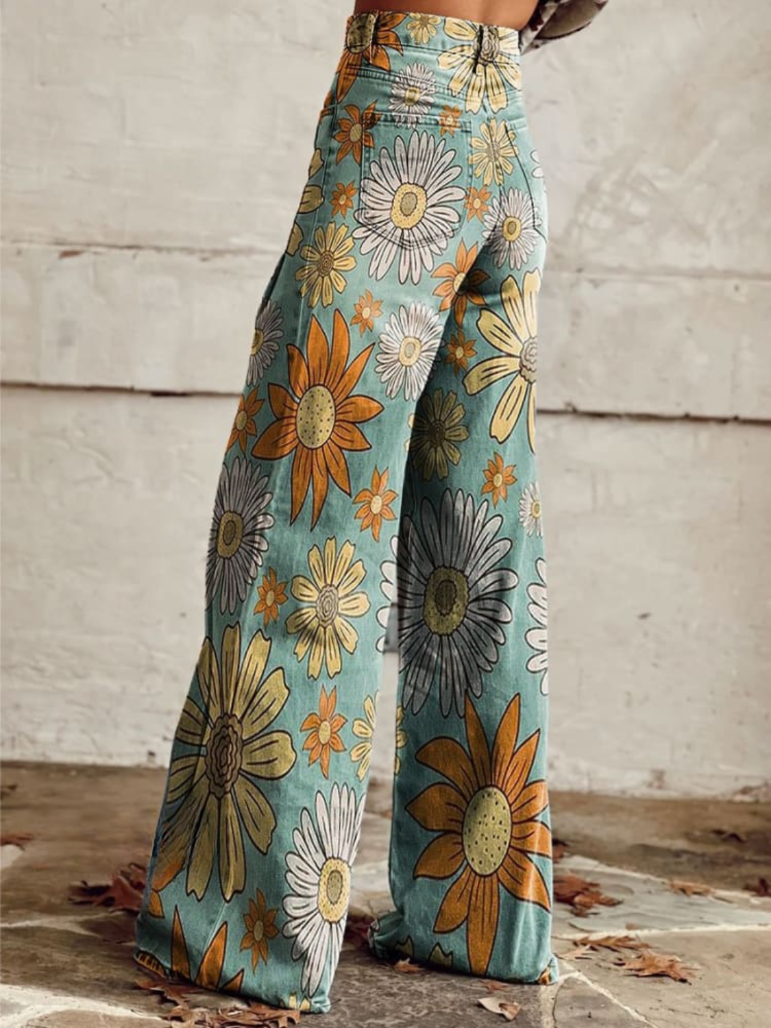 Bonheur Floral | Pantalon évasé vintage