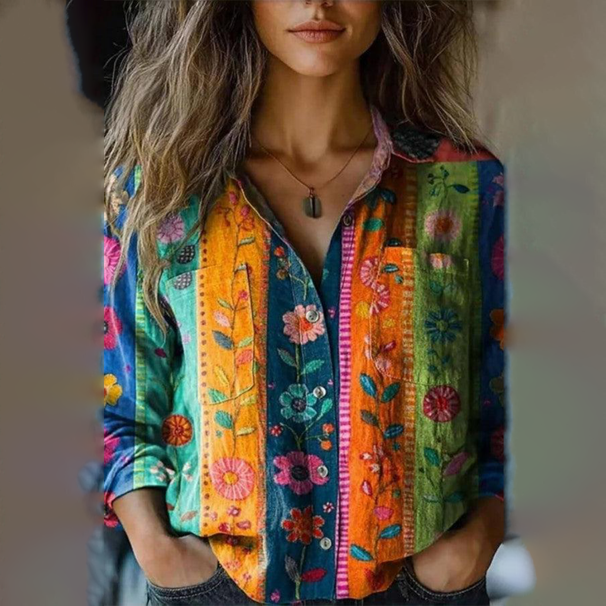Chemise à col à imprimé floral unique