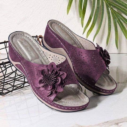 ANNE – SANDALES COMPENSÉES À FLEURS