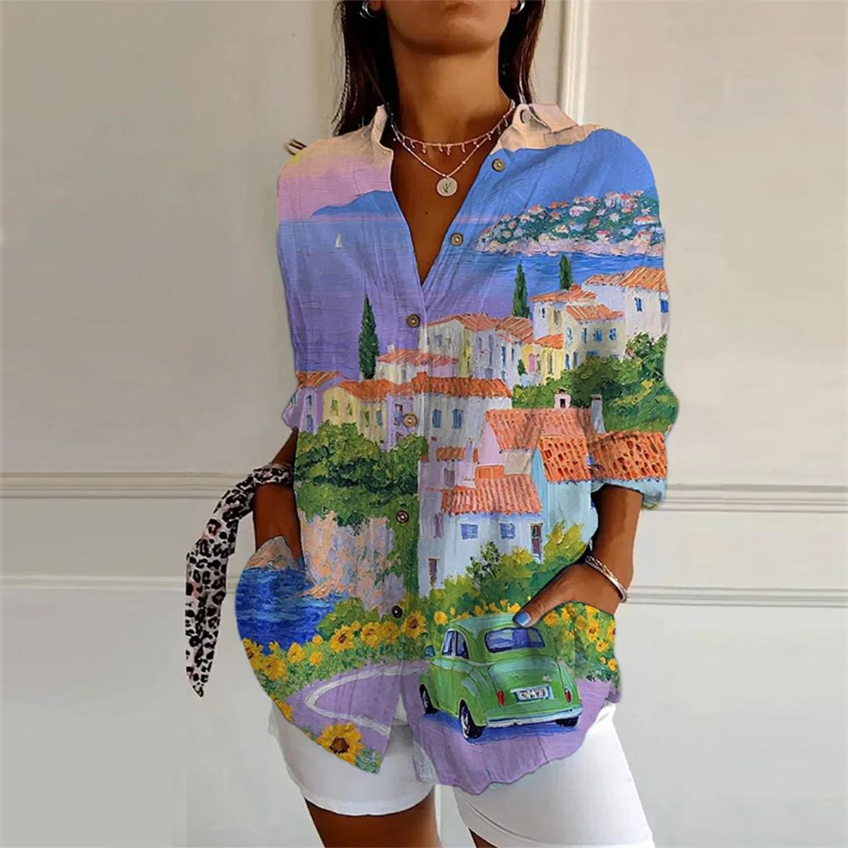 Chemise à col imprimé floral de rêve