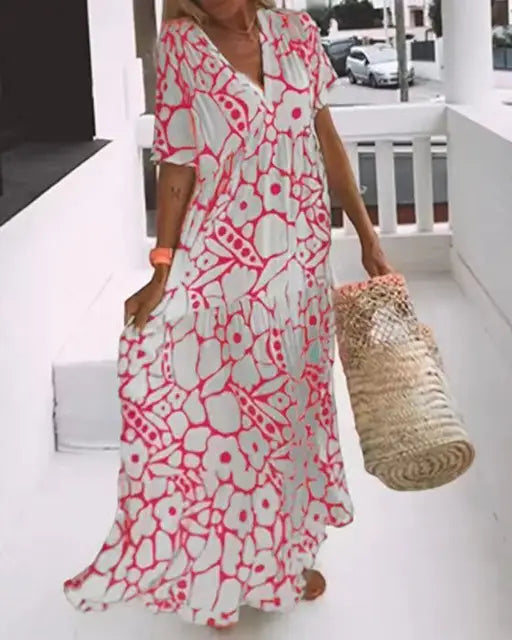 Quinna | Robe florale élégante à col en V