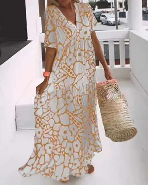 Quinna | Robe florale élégante à col en V