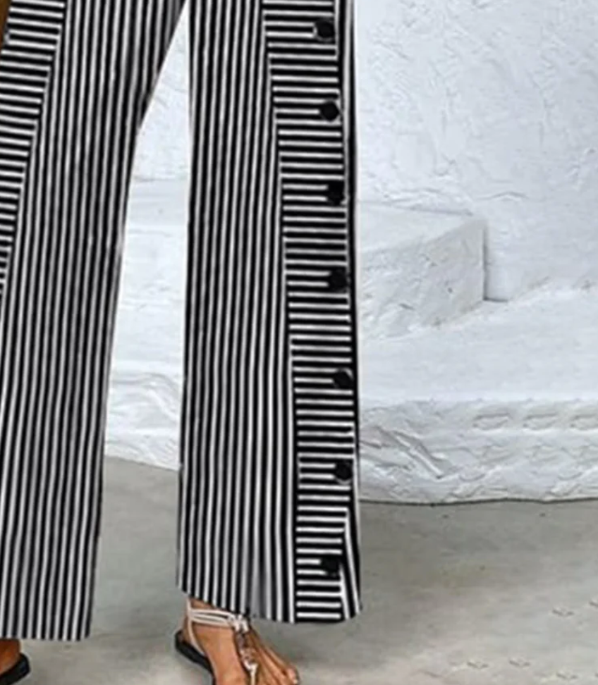 Pantalon imprimé rayé chic