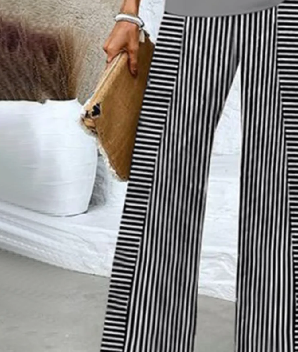Pantalon imprimé rayé chic