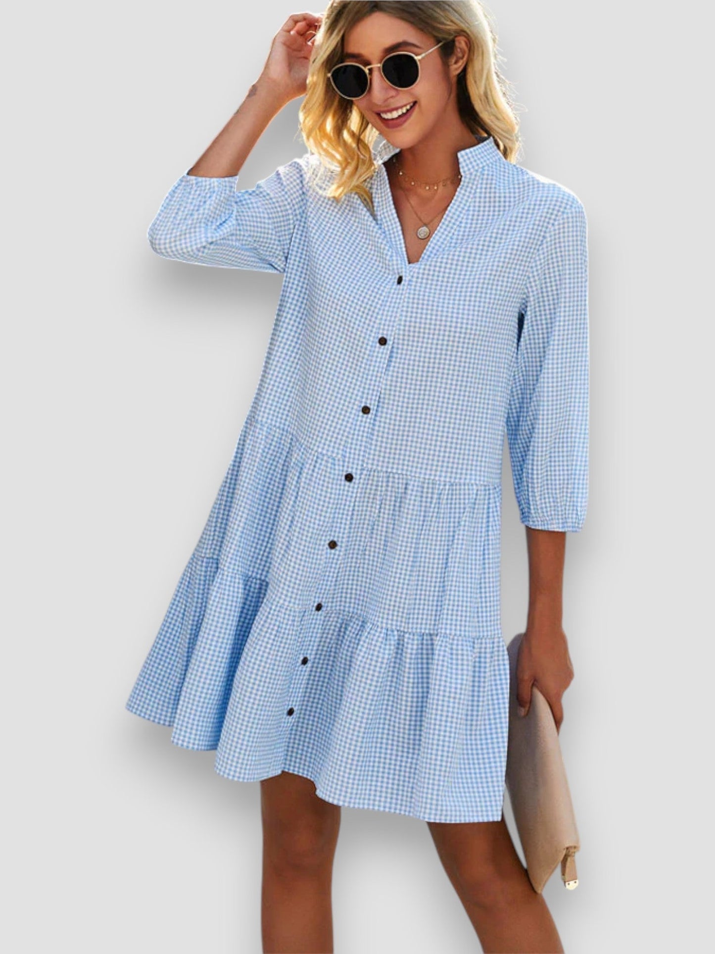 Blanche | Robe à carreaux