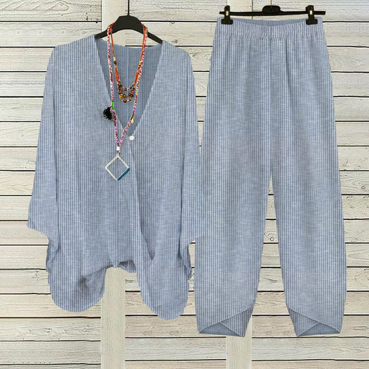 Ensemble deux pièces à rayures bleues