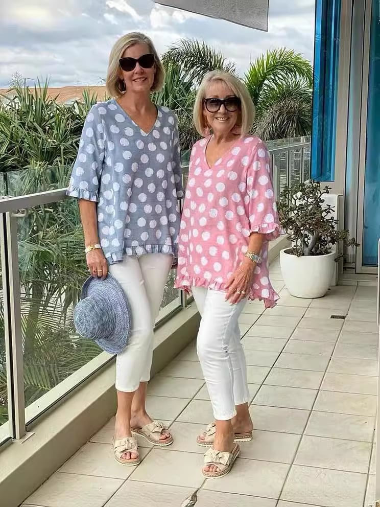 RAVEN – BLOUSE EN COTON À MOTIFS AVEC ENCOLURE EN V
