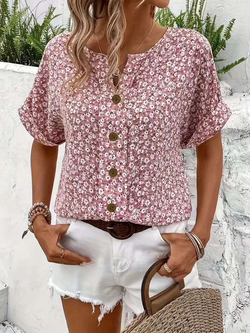 Charis™ - Chemisier boutonné fleuri