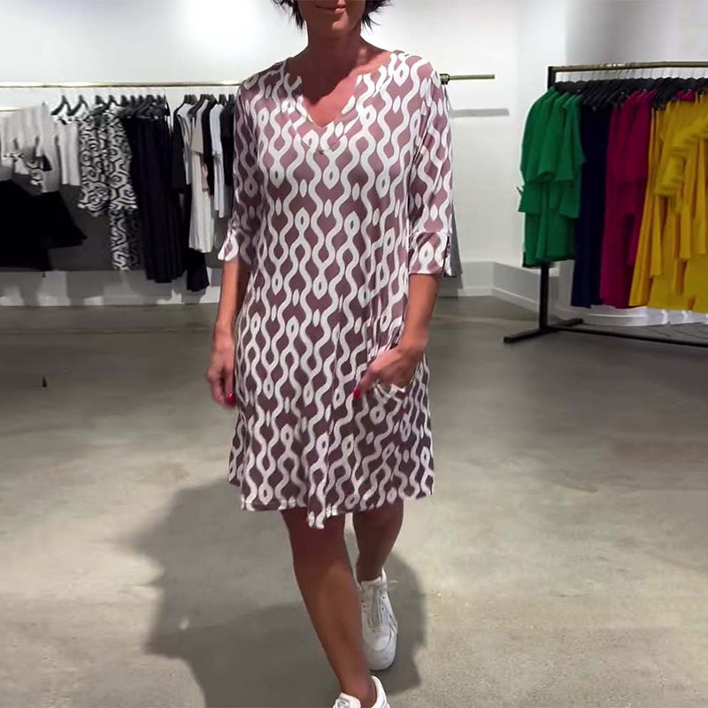 JACQUI - ROBE À ENCOLURE MI-LONGUE IMPRIMÉE DESIGNER