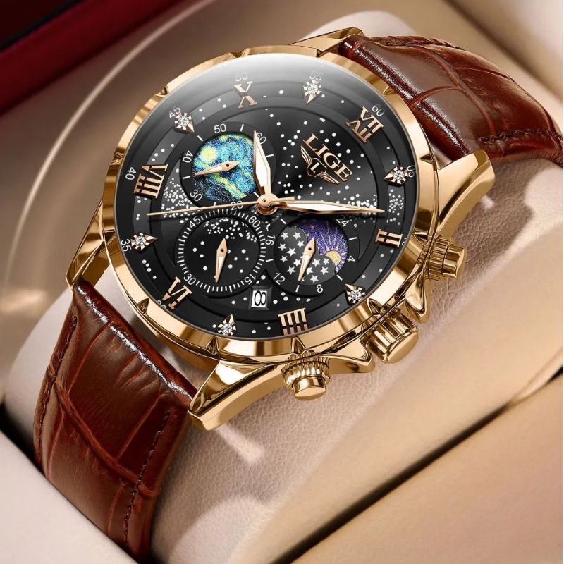 Montre élégante avec phases de lune