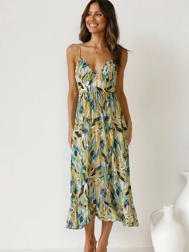 EDEN – ROBE LONGUE À BRETELLES FLEURIE