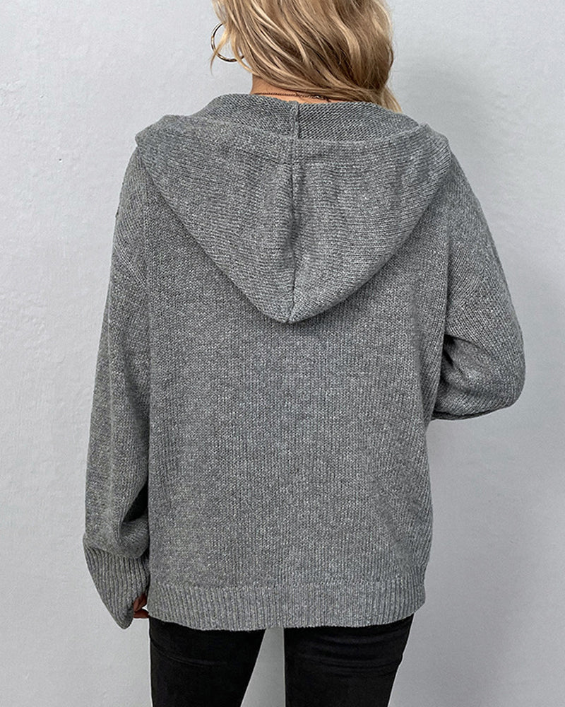 FERNANDA - VESTE À CAPUCHE SOLIDE AVEC CORDONS