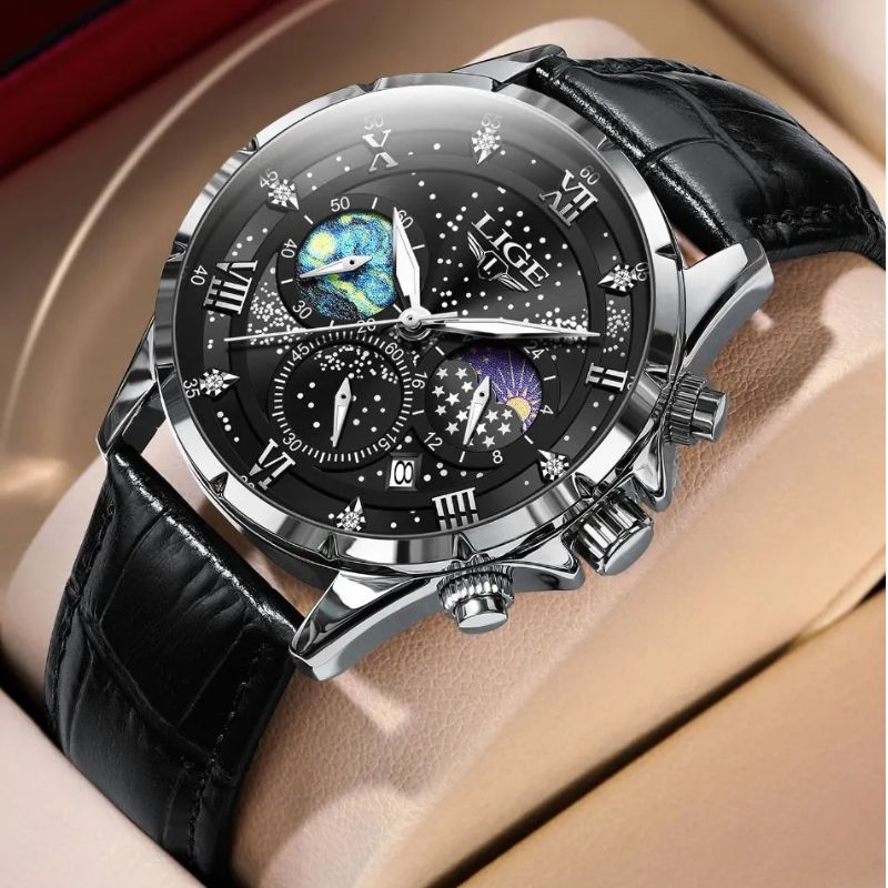 Montre élégante avec phases de lune