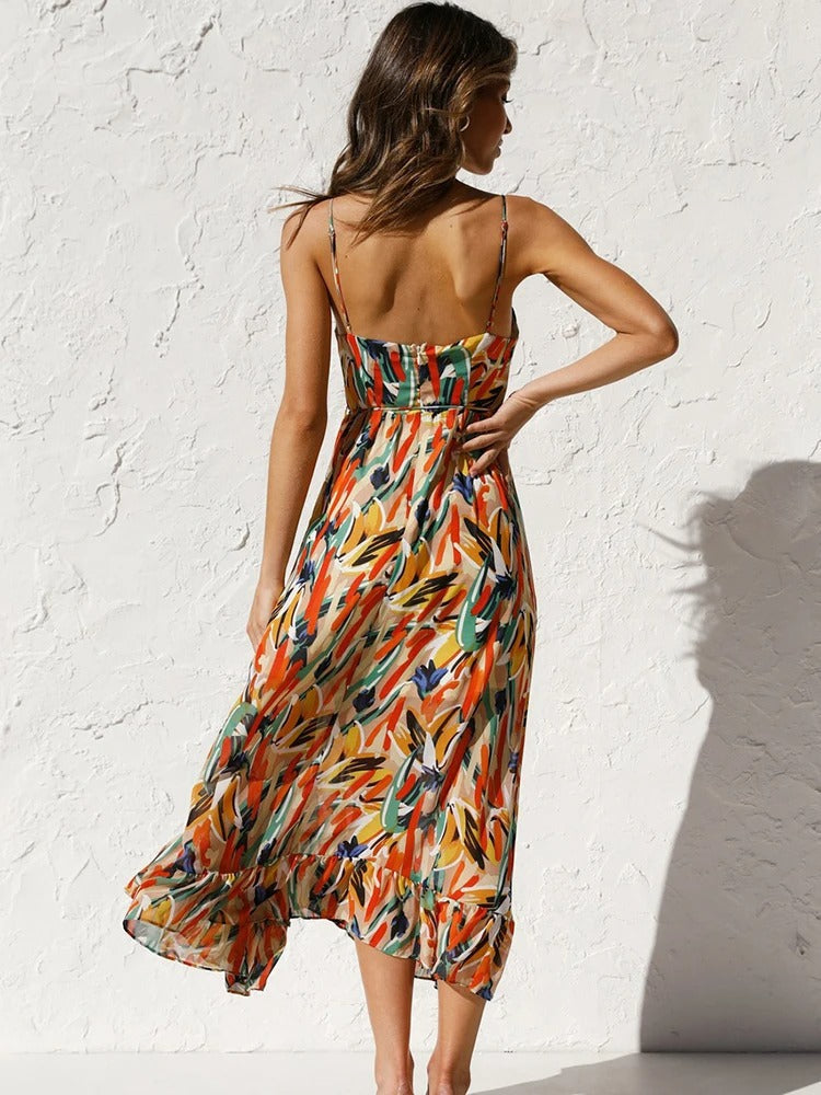 EDEN – ROBE LONGUE À BRETELLES FLEURIE