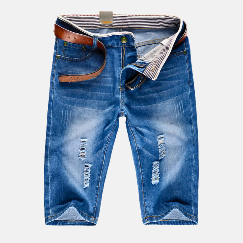 ÉLIAS – SHORTS JEAN À BORDS EFFILÉS