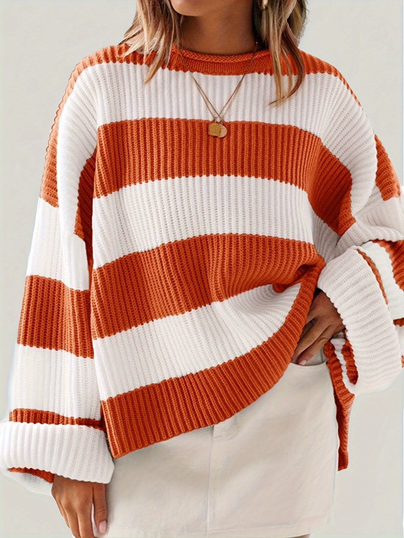 Mathilde | Pull tricoté à col rond et rayures