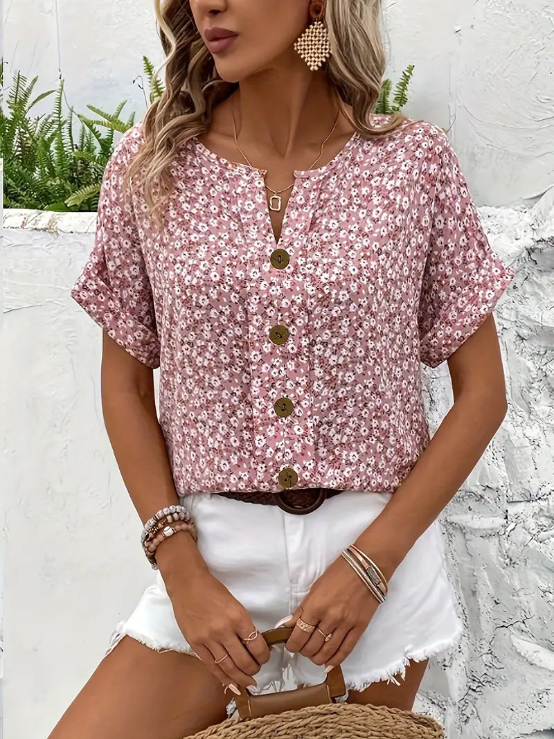 Charis™ - Chemisier boutonné fleuri