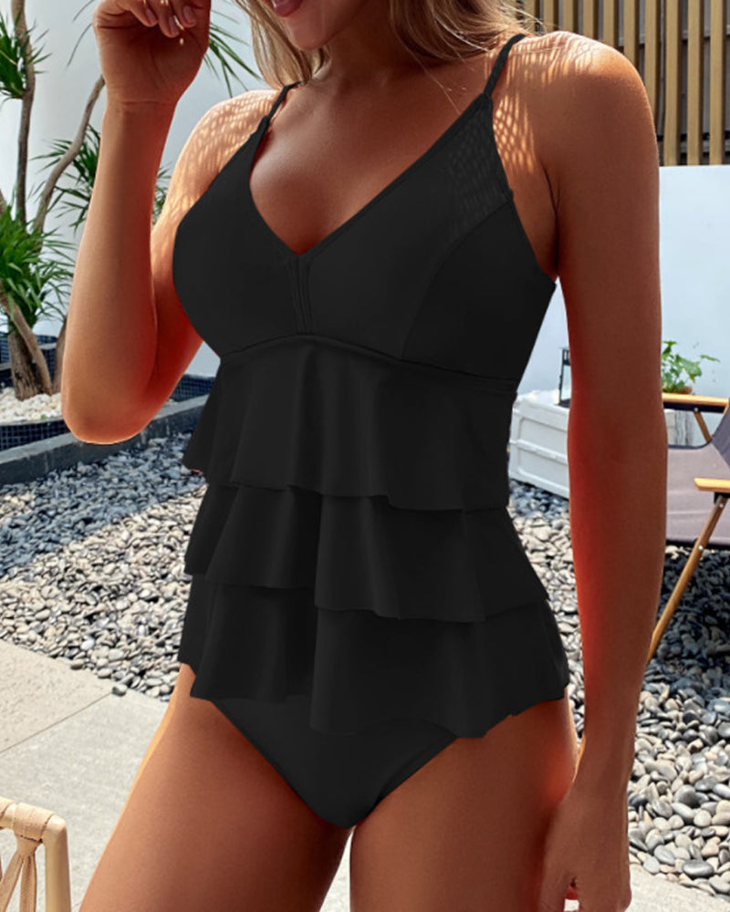 Sarah | Maillot de bain simple avec volants décoratifs