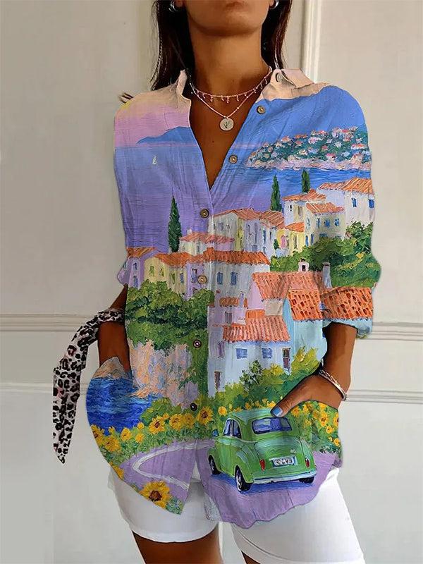 Chemise à col imprimé floral de rêve