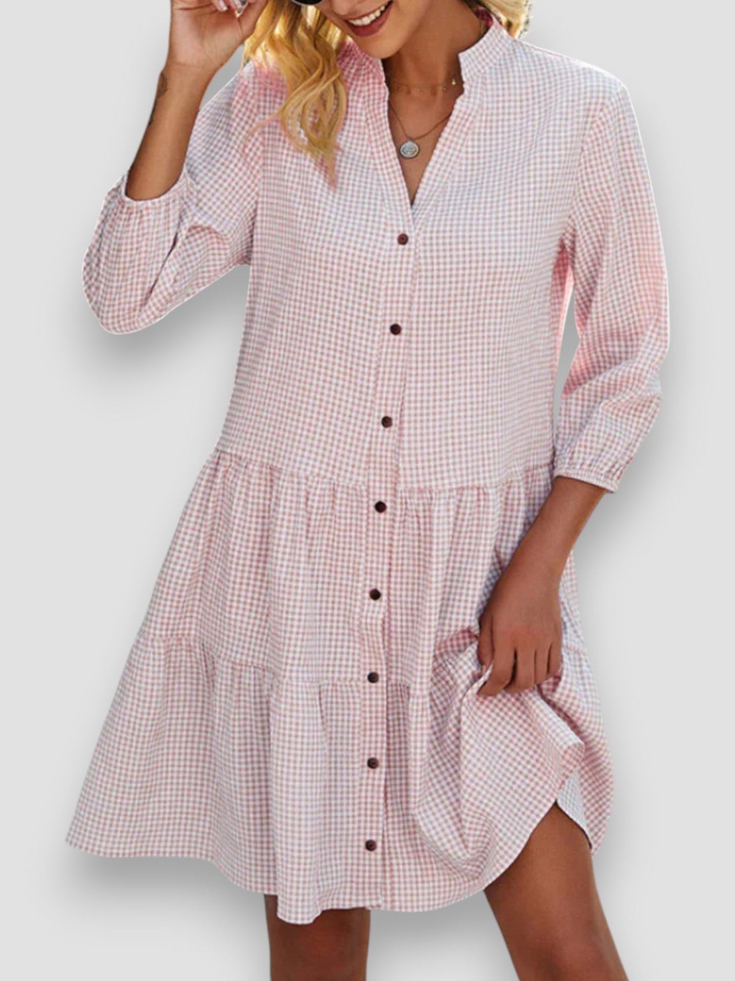 Blanche | Robe à carreaux