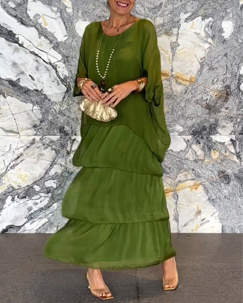 Morgan™ | Robe longue verte superposée