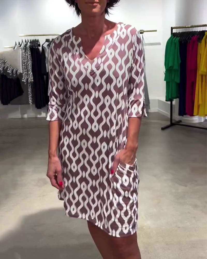 JACQUI - ROBE À ENCOLURE MI-LONGUE IMPRIMÉE DESIGNER