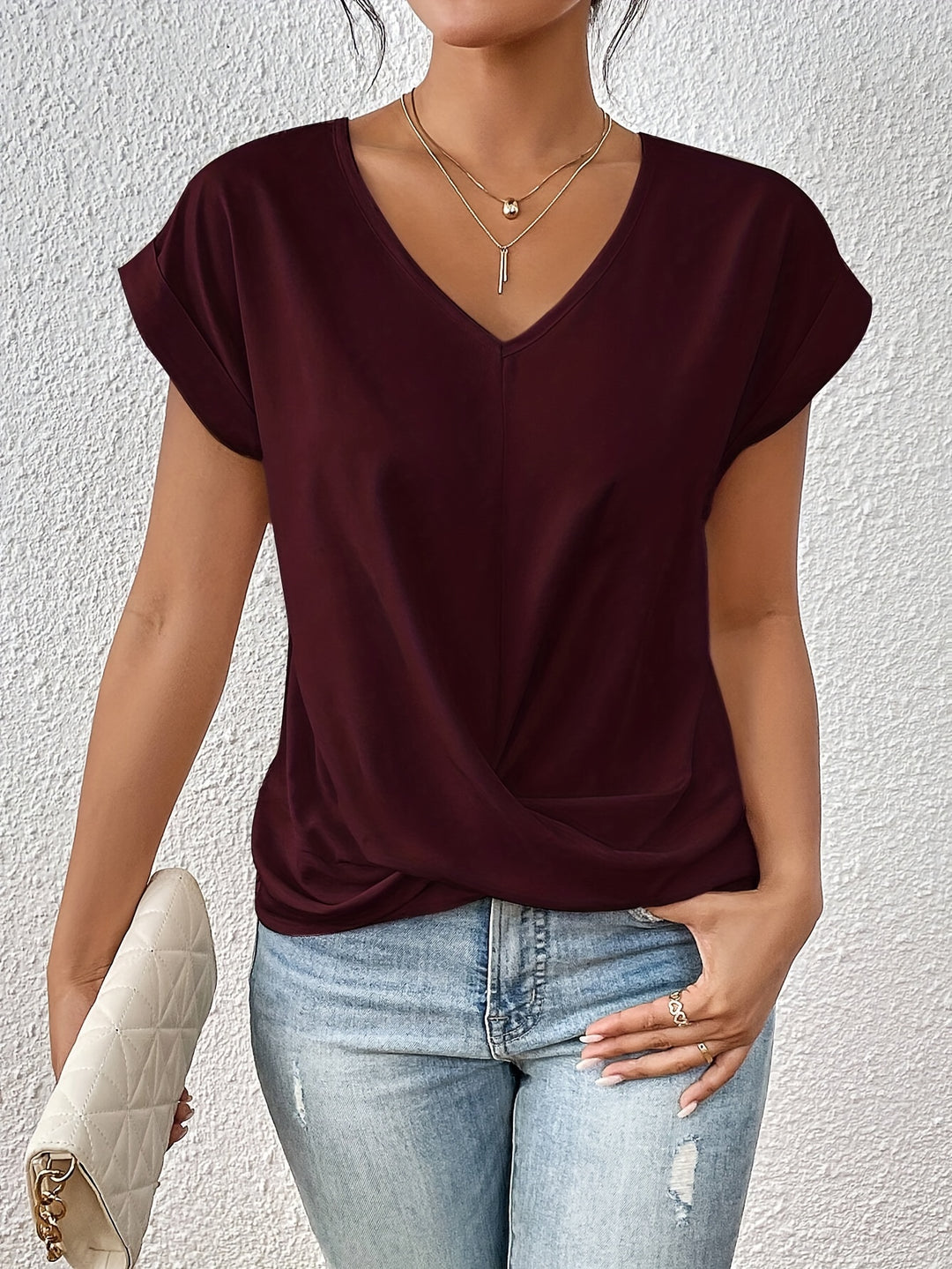 TARA – BLOUSE SIMPLE À COL EN V