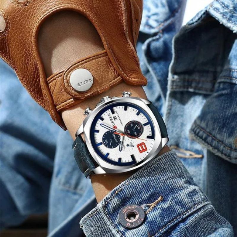 Montre de sport chronographe étanche au design militaire