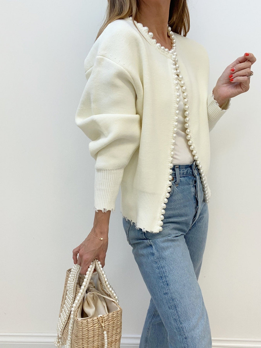 Adari™ | Cardigan sans boutons avec bordure en perles