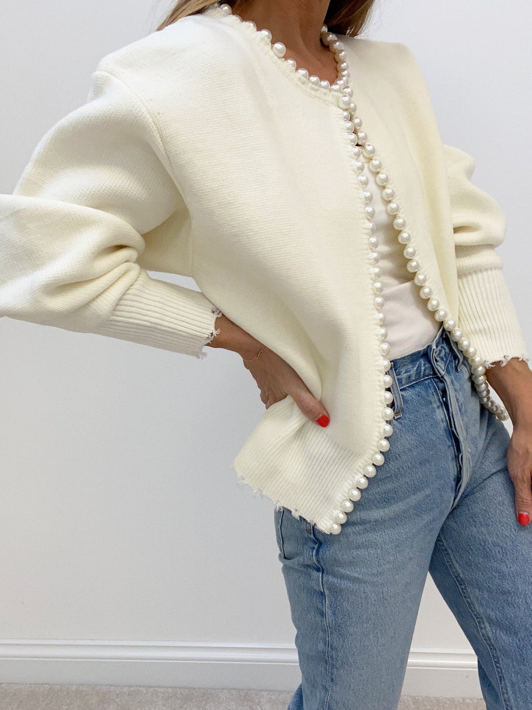 Adari™ | Cardigan sans boutons avec bordure en perles