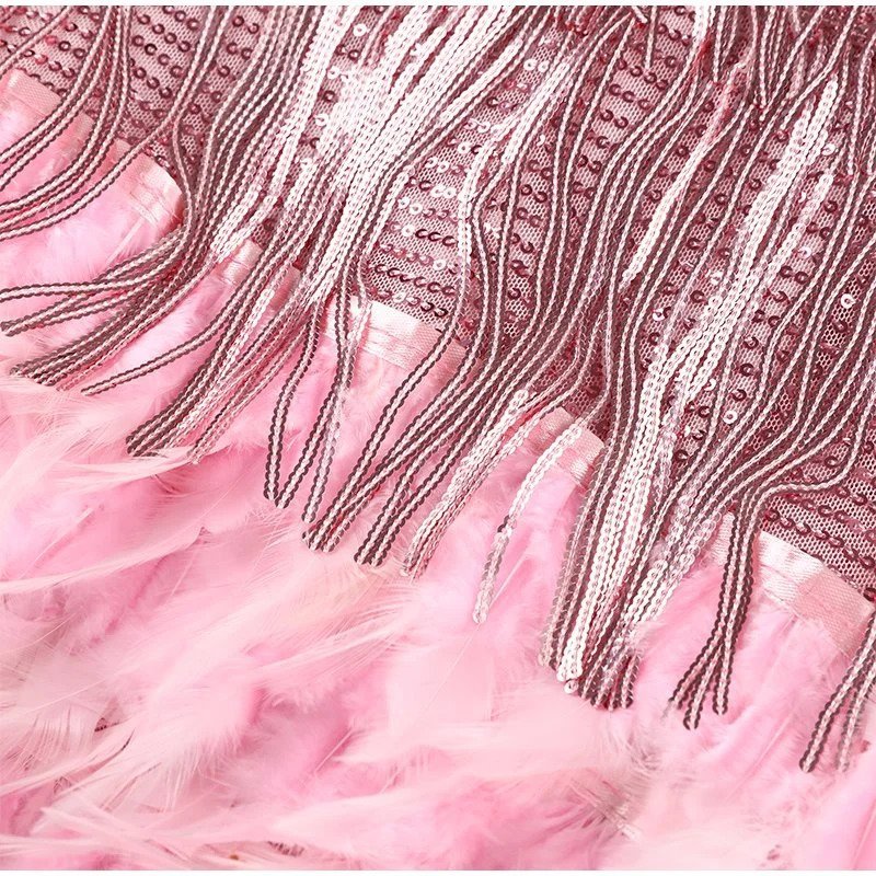 JOYCÈLE - ROBE DE SOIRÉE MODERNE À PLUMES