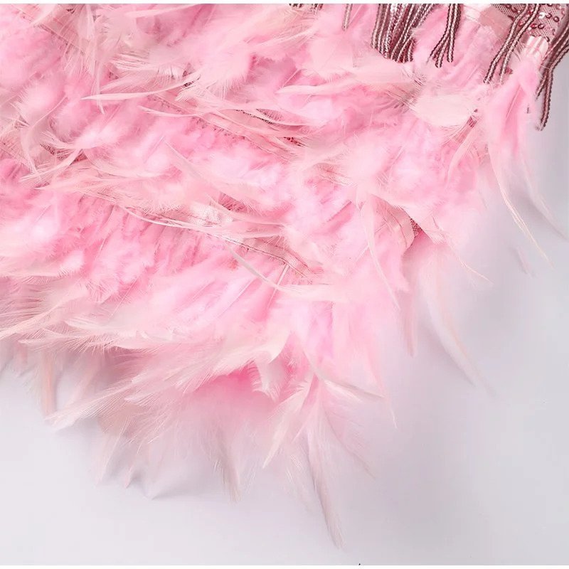 JOYCÈLE - ROBE DE SOIRÉE MODERNE À PLUMES