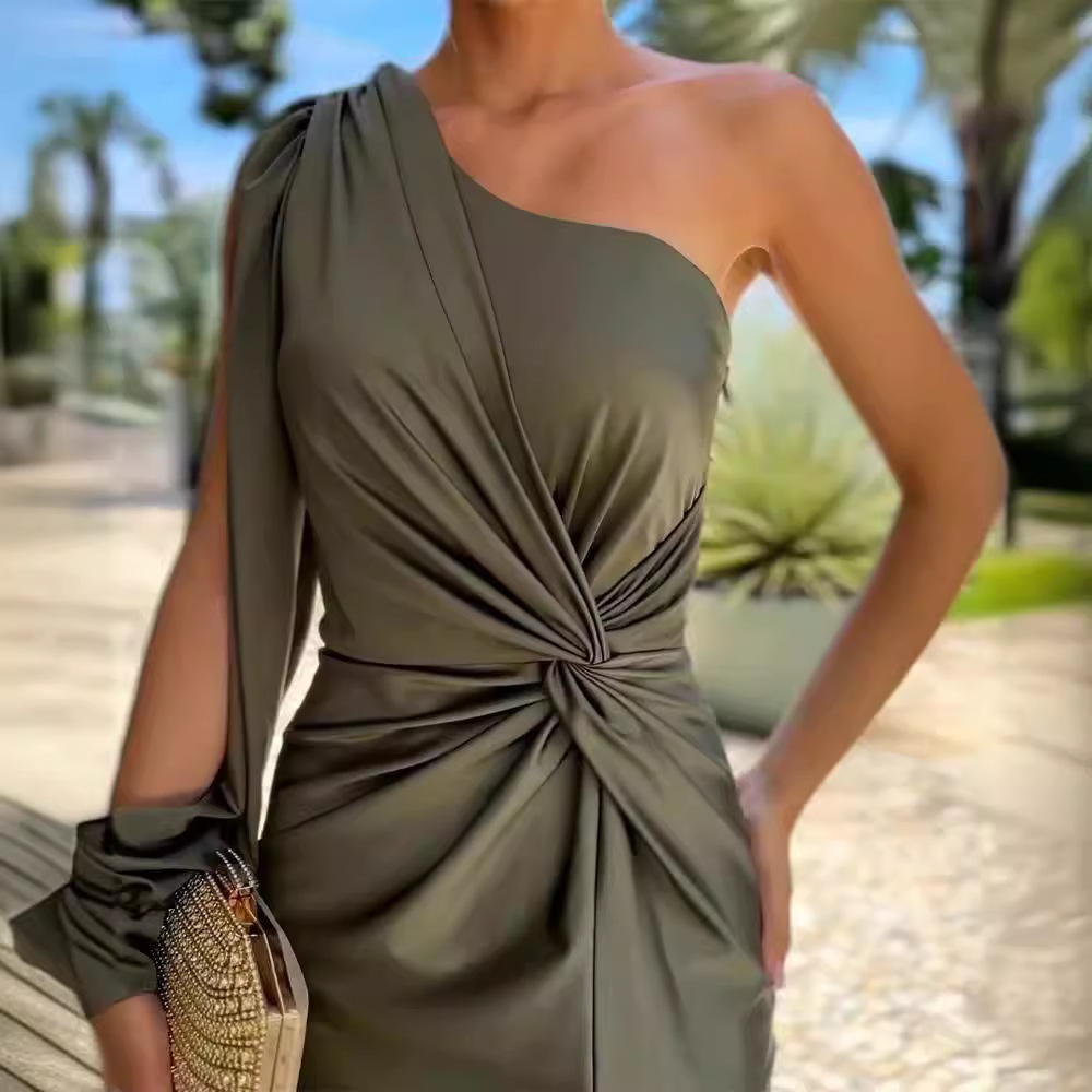 Alisa Robe longue de luxe à une épaule pour femme