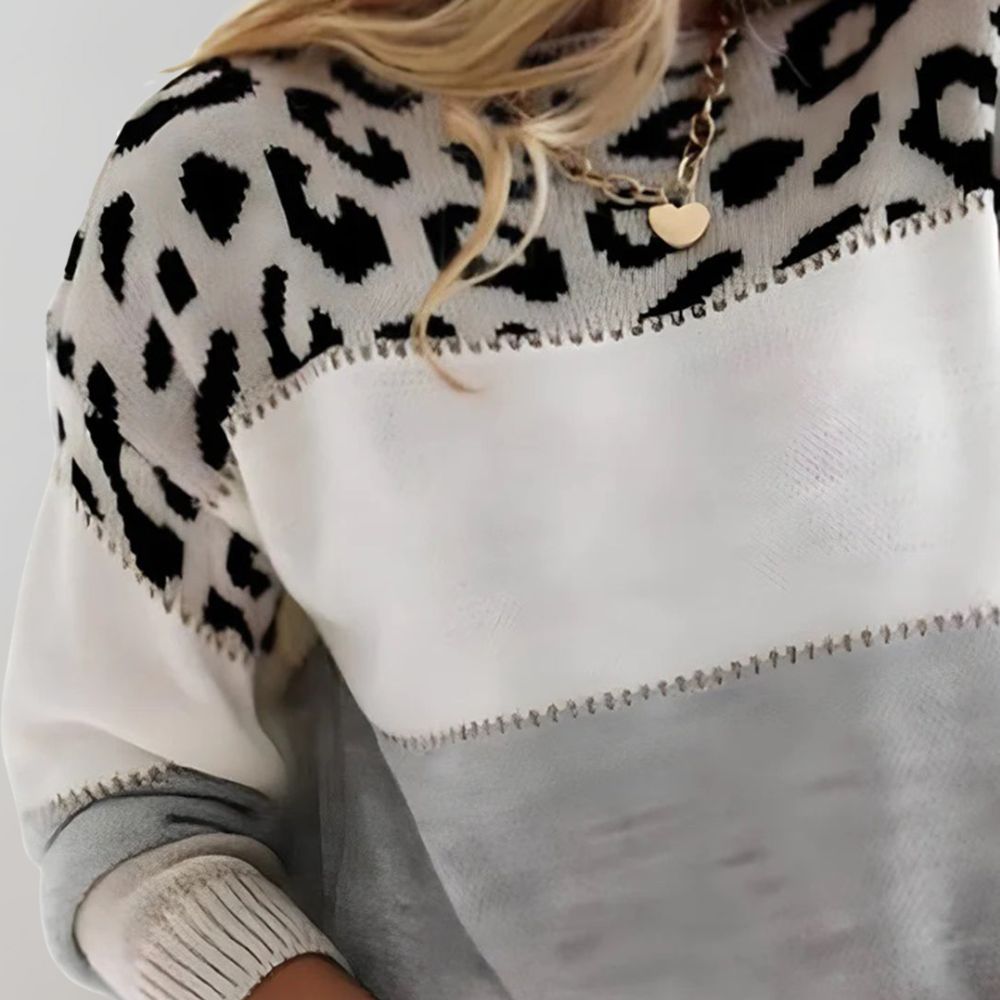 KARMI – PULL DÉCONTRACTÉ À MOTIF LÉOPARD