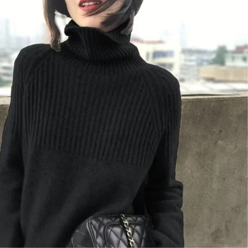 Edita - Pull en tricot à col montant pour femme