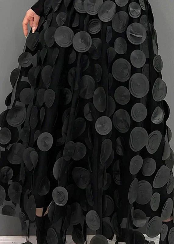 Christelle | Jupe élégante en tulle patchwork à pois noirs