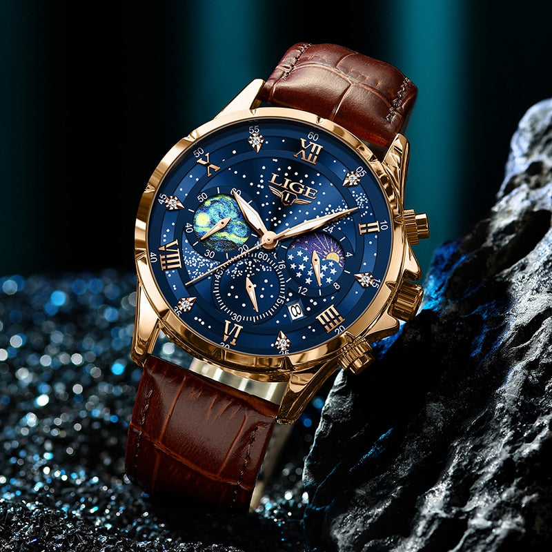 Montre élégante avec phases de lune