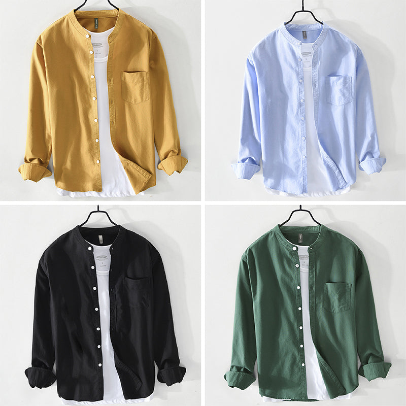 WINSTON - CHEMISE À COL CHINOIS MANCHES LONGUES
