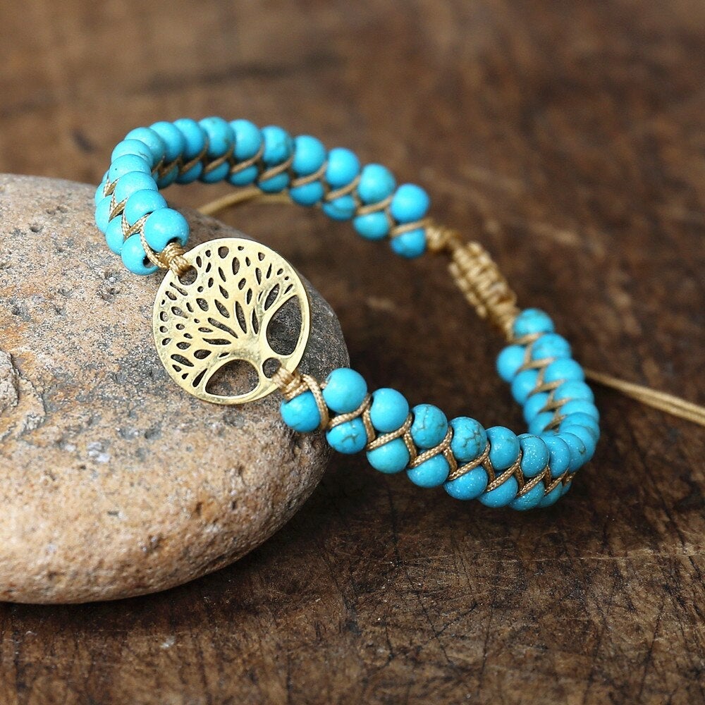 Bracelet Donna Arbre de Vie en Pierre Turquoise