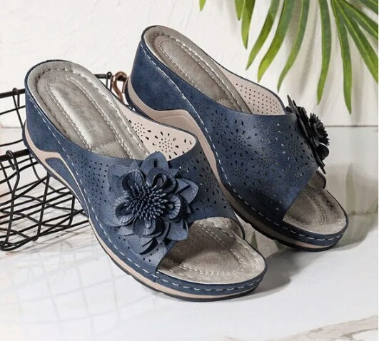 ANNE – SANDALES COMPENSÉES À FLEURS