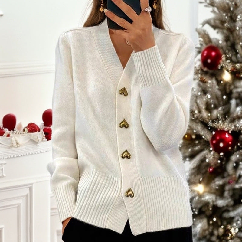 Birgit - Cardigan élégant avec boutons coeur