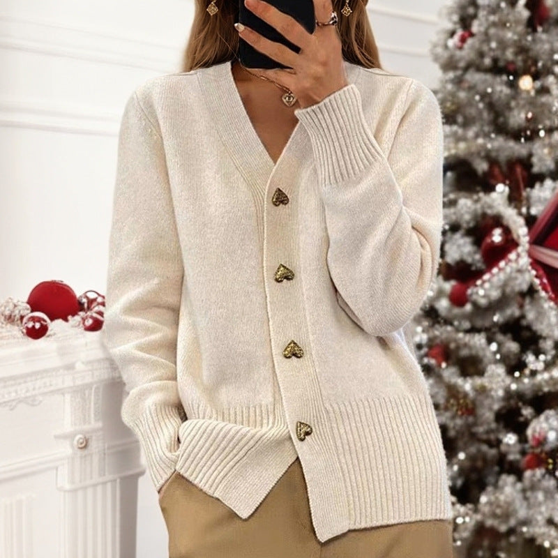 Birgit - Cardigan élégant avec boutons coeur