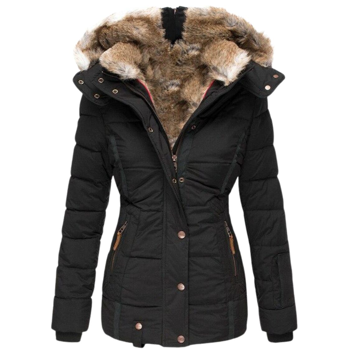 ADELINA - MANTEAU EN FOURRURE DÉCONTRACTÉ AVEC CAPUCHE