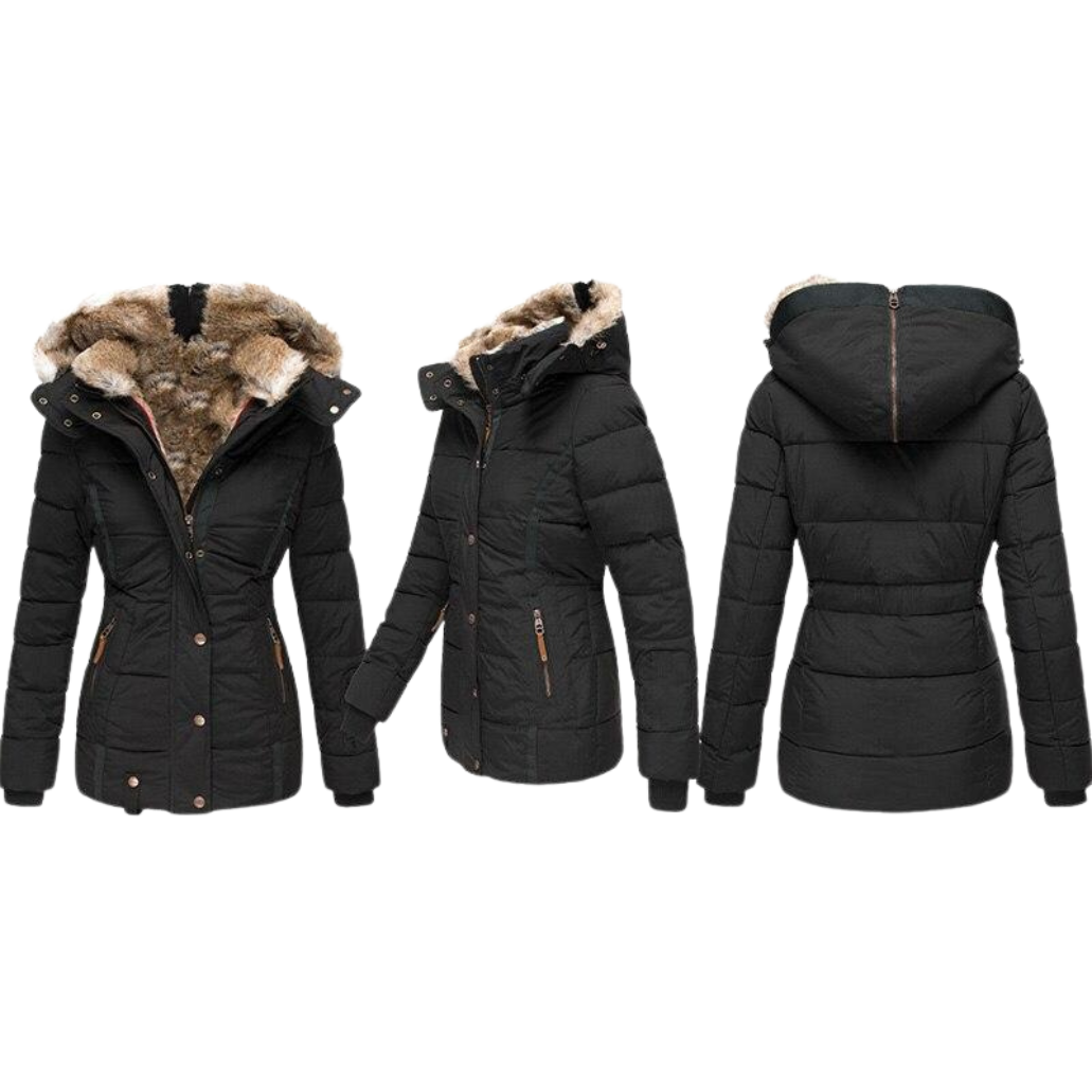 ADELINA - MANTEAU EN FOURRURE DÉCONTRACTÉ AVEC CAPUCHE